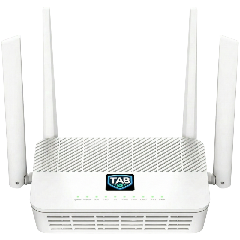 TAB Router - front view showing sleek design with LED indicators
